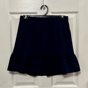 Navy miniskirt with ruffle hem